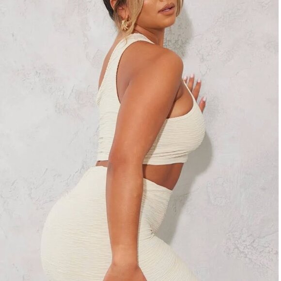 PLT Stone Textured One Shoulder Crop Top & matching tight skirt size 2 - Picture 3 of 5